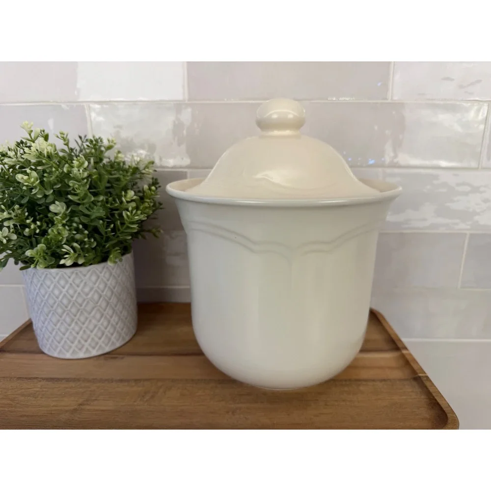 Pfaltzgraff Cookie Jar Tea Rose Floral 2.5 Qt Cream Vintage Cottagecore USA 507